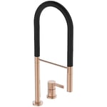 Ideal Standard - Goût, Mitigeur monocommande professionnel pour évier de cuisine à deux trous, Bouche haute tubulaire avec douchette pivotante et amovible, Sunset Rose