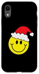 iPhone XR Yellow Smile Face Christmas Shirt Santa Hat Smiling Face Tee Case