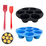 Plateaux à Muffins En Silicone, 2 Pièces Moule Muffin Silicone, Moule a Muffins, Moule à Cupcake, Avec Pinceau Et Spatules, Sans Bpa Réutilisable, Pour Cupcakes, Brownies, Gâteaux, Pudding (7 Pouces)