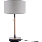 Paco Home - Lampe De Bureau Lampe De Chevet Hauteur 49 cm Design Scandinave Gris (Ø28 cm), Lampe de bureau noir/bois