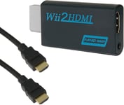 (Noir) Adaptateur Wii vers HDMI, convertisseur Wii vers HDMI 720P/1080P avec câble HDMI avec port HDMI et prise 3,5 mm ¿ Prend en charge tous les modes d'affichage Wii