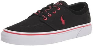 Polo Ralph Lauren Homme Faxon X Suede-Trim Canvas Sneaker Basket, Noir Rl2000 Rouge, 40 EU