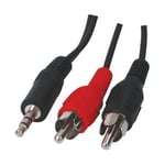 Cable avec fiche Jack 3,5mm stéréo mâle ET fiche RCA x2 mâles- 2m50