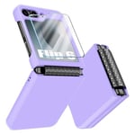 AFENGBOX for Samsung Galaxy Z Flip 6 5G Case,Samsung Flip 6 Phone Case with Hinge Protection ＆ Screen Protector,Slim Hard PC Silicone 2 in 1 Shockproof Protective Cover for Z Flip 6,Purple