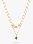 Estella Bartlett Hammered Disc Onyx Necklace, Gold/Green