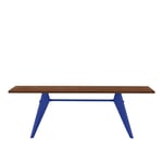 Vitra - EM Table 200, Base Prouvé Bleu Marcoule - Solid American Walnut - Matbord