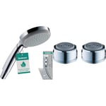 hansgrohe Croma 100 - Pommeau de douche économie d'eau avec 9 l/min (EcoSmart), Douchette à main & Mousseurs pour lavabo et bidet économie d'eau 5l/min, 2 pièces, M24x1