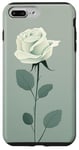 iPhone 7 Plus/8 Plus Minimalist White Line Art Rose Sage Green Colored Flower Case