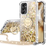 Silverback for Samsung A05S 5G Case,Moving Liquid Holographic sparkly Glitter Case With Stand and Lanyard, Girls Women Bling Ring Shockproof Protective Cover for Galaxy A05S 5G -Gold