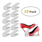 10pcs Rack Organiseur Chaussure Réglable en Plastique Gain de Place -Rangement Placard par Paire Etagère Extensible Range blanc