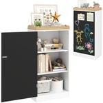 Aiyaplay - Armoire enfant design nuage - porte tableau noir 2 en 1 - 2 étagères, plateau - blanc aspect bois