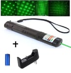 Ultra Puissant - Pointeur laser vert stroboscope 2 en 1-1mw- batterie + chargeur