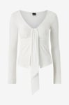 Gina Tricot - Topp Tie Front Long Sleeve Top - Vit