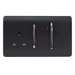 Trendi Artistic Modern 45 A Cooker Switch & Plug Socket Inc Neon Insert Matt Black