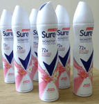 6 x Sure Nonstop Protection - 72H Anti-perspirant, "Bright Bouquet". 250ml spray