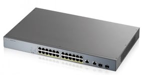 Zyxel gs1350-26hp, 26 port managed cctv poe switch, long range, 375w (1 year ncc pro pack license bundled)