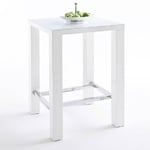 Table de bar design janis 80 x 80 cm finition laque blanche brillante