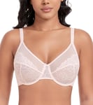 DotVol Soutien-Gorge pour Femmes Mince et léger Perspective Lace Confort Quotidien Rose 85F