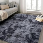 Calore Tapis de Salon Tapis Shaggy Tapis Chambre Tapis Moderne Interieur Confortable Maison Tapis de Sol (Gris Noir, 135 * 185 cm)