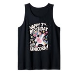 Cute Unicorn Birthday Party For 7th Year Old Birthday Girl Tank Top