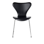 Fritz Hansen - 3107 Sjuan - Helklädd, Läder, Essential Black - Matstolar - designer_arne_jacobsen - Svart - Metall/Trä