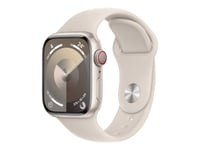 Apple Watch Series 9 (Gps + Cellular) - 41 Mm - Stjärnljusaluminium - Smart Klocka Med Sportband - Fluoroelastomer - Starlight - Bandstorlek: S/M - 64 Gb - Wi-Fi, Bluetooth, Uwb, Lte - 4G - 32.1 G