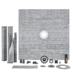 VEVOR Kit de bordure de douche, cuvette de douche 1828x1828 mm bride centrale ABS 2", grille acier inoxydable, membrane et bande imperméables, bâtons de pente pour cuvette de douche pour salle de bain