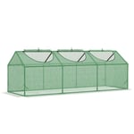 Outsunny Serre de Jardin, Mini Serre, 3 fenêtres zippées et enroulables, Couverture en Plastique, Cadre en Acier, 180 x 60 x 60 cm, Vert foncé