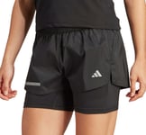 adidas Ultimate Womens Running Shorts Black 2 In 1 Twin Short Run Training Gym