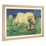 Big Box Art Framed Print of Giovanni Segantini White Horse Design | Wall Art Picture | Home Decor for Kitchen, Living, Dining Room, Bedroom, Hallway, Office, Oak, A2 / 24.5x18 Inch / 62x45cm