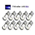 T10 w5w blå Led med 1st COB led chip 12v DC  10-pack Blå