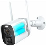 Caméra Surveillance WiFi Exterieure sans Fil Batterie Rechargeable, 10000mAh Camera IP Extérieure WiFi 1080P, Étanche IP65, Vision Nocturne Couleur, Détection De Mouvement, Audio Bidirectionnel