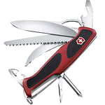 Victorinox Ranger Grip 58 Swiss Army Pocket Knife, Large, Multi Tool, 13 Functions, Locking Blade, One Hand, Red/Black