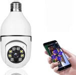 Caméra Ampoule 360 Degrés Extérieur WiFi avec Vision Nocturne,Caméra De Surveillance Guardcam,Suivi Automatique,Détection De Mouvement,Audio Bidirectionnel