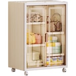 Armoire Double Porte, Rangement Pliante à roulettes, Grande Caisse Rangement Empilable avec Roulettes Armoire Chambre - Six grilles