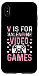 Coque pour iPhone XS Max V est pour les jeux vidéo, la Saint-Valentin, Funny Gamer, pour hommes et garçons