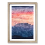 Big Box Art Swiss Mountain Painting Framed Wall Art Picture Print Ready to Hang, Oak A2 (62 x 45 cm)