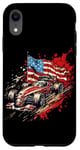 iPhone XR Vintage Auto Racing Car American Flag 4th of July, Auto Race Case