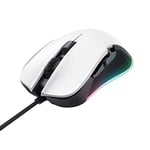 Trust Gaming GXT 922W Ybar Souris de Jeu, 200-7200 PPP, Éclairage RGB, 6 Boutons Programmables, Patins de Glissement, Câble Tressé 2.1 m, USB, pour PC, Portable, Ordinateur, Windows - Blanc