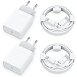 25W Rapide Chargeur for iPhone 14/14 Plus/14 Pro/14 Pro Max/13/12/11/SE/X/XS/XR SE 8 7 6 6S Pad, 4-Pack USB C Prise et 2M Cable Secteur USBC Mural Type C Alimentation Adaptateur