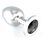 Heavy Metal Butt Plug With Black Crystal, Large & Smooth Aluminium Design In Box