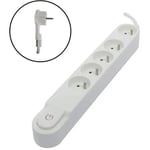 CHACON Bloc multiprise 5 prises 16 A avec interrupteur. fiche plate. câble 1.5 m HO5VV-F 3x1.5 mm² blanc