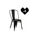 Lot de 4 Chaise de Salle à Manger Industrielle Chaise de Cuisine 45 cm H Empilable Tabouret avec Dossier Jardin Balcon Bistrot Café Salon Exterieur