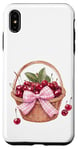 Coque pour iPhone XS Max Noeud coquette rose sur un panier en osier avec cerises