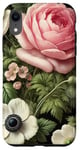 Coque pour iPhone XR Rose classique avec anémones blanches