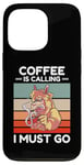 Coque pour iPhone 13 Pro Vintage Llama Coffee appelle I Must Go Coffee Llover