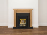 Adam Southwold Fireplace Suite in Oak and Black with Helios Electric Fire in ...