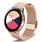 SPINYE Strap Compatible with Huawei GT2 42mm / Samsung Gear Sport/Galaxy Watch 3 41mm / 42mm / Active/Active 2, 20mm Wide Stainless Steel Mesh Metal Replacement Bracelet, Rose gold