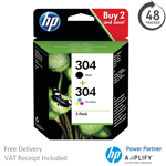 Original Genuine HP 304 Black & Colour Ink Cartridges for HP Envy 5032 Printers