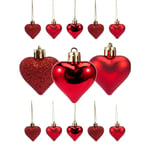 jieGorge 36Pcs Valentine Decorations Heart Ornaments Romantic Valentine's Day Gifts, Decoration & Hangs for Easter Day (Red)